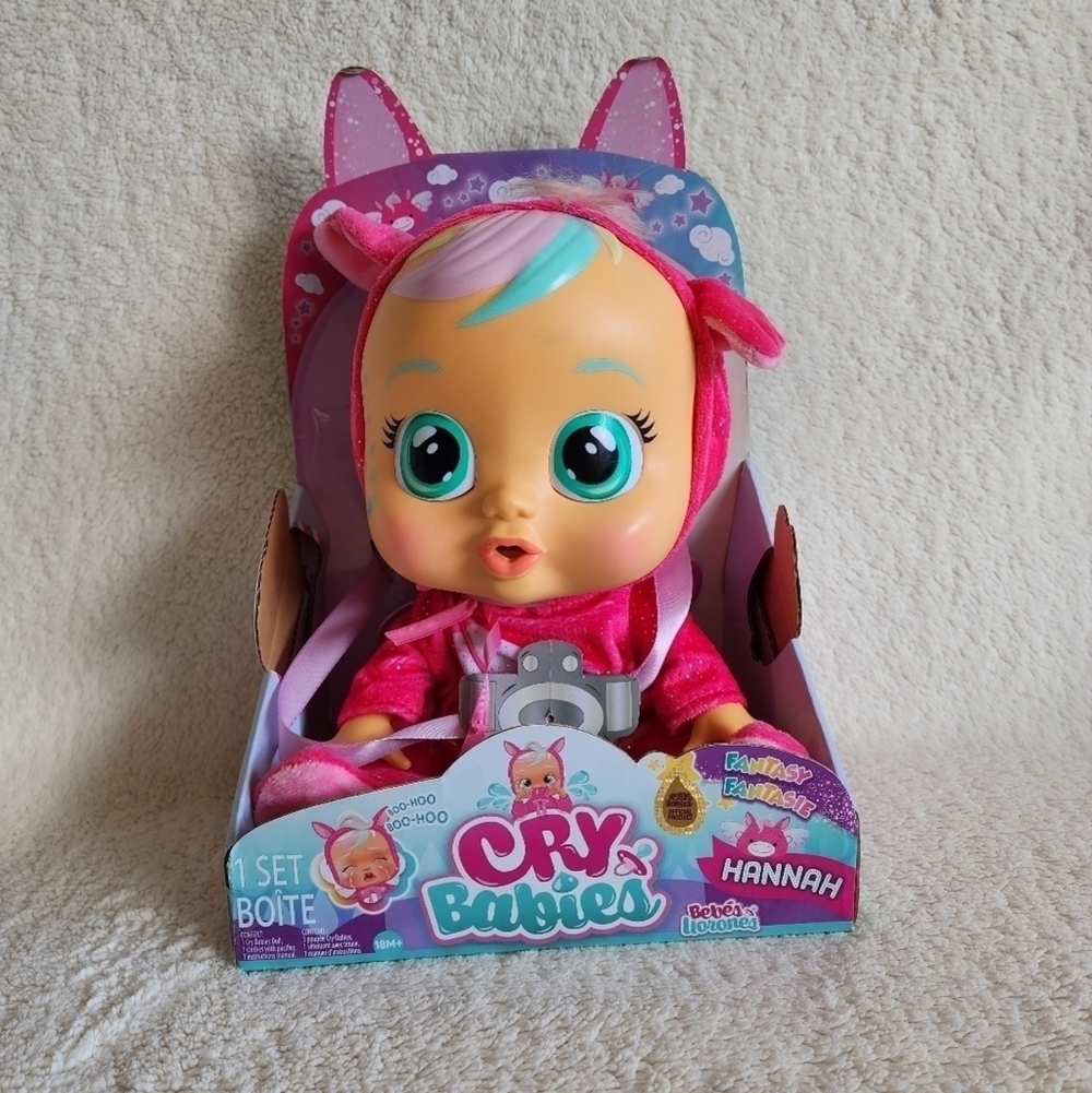 New Cry Babies Hannah The Pegasus Baby10" Doll With Animal Ears CriesReal Tear